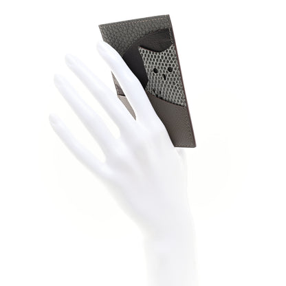 Hermes Epsom Evercolor Lizard Taurillon Clemence Petit Owl Card Holder Gris Asphalt Ficelle Black 2 of 7