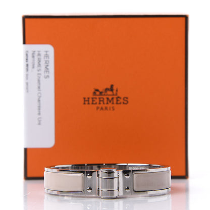 Hermes Enamel Charniere Uni Narrow Hinged Bracelet S Beige Rose 12 of 12