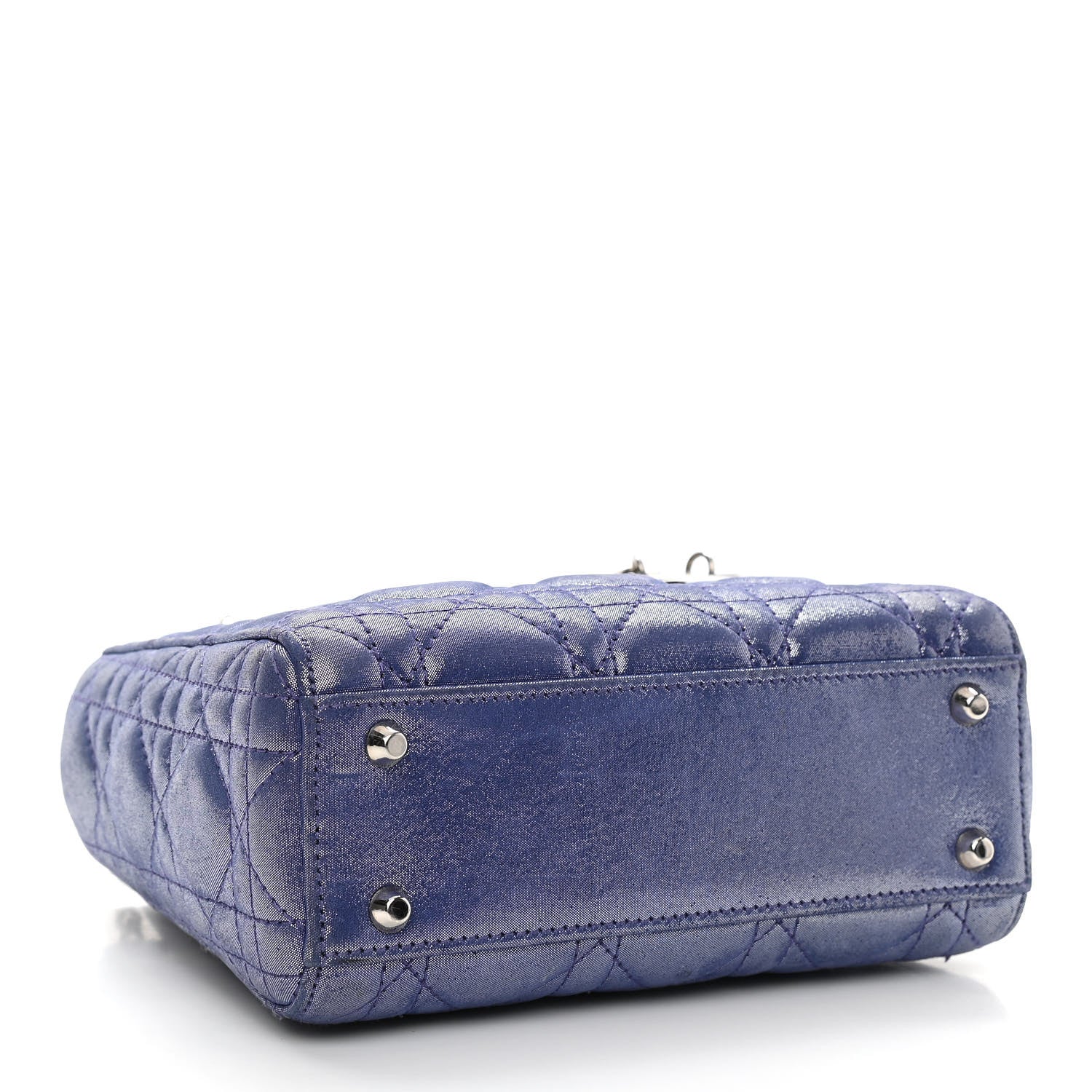 Christian Dior Metallic Lambskin Cannage Mini Lady Dior Dew Bleu 3 of 11