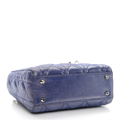 Christian Dior Metallic Lambskin Cannage Mini Lady Dior Dew Bleu 3 of 11