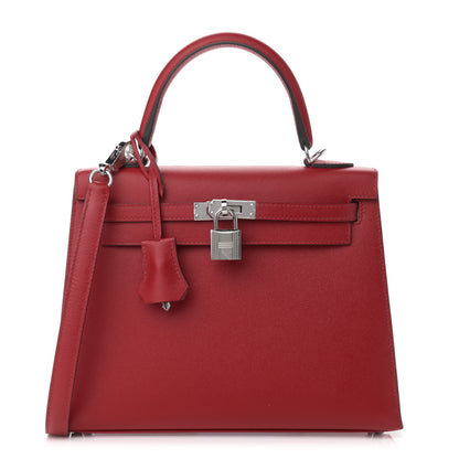 Hermes Madame Calfskin Verso Kelly Sellier 25 Rouge Piment Rose Pourpre 1 of 11