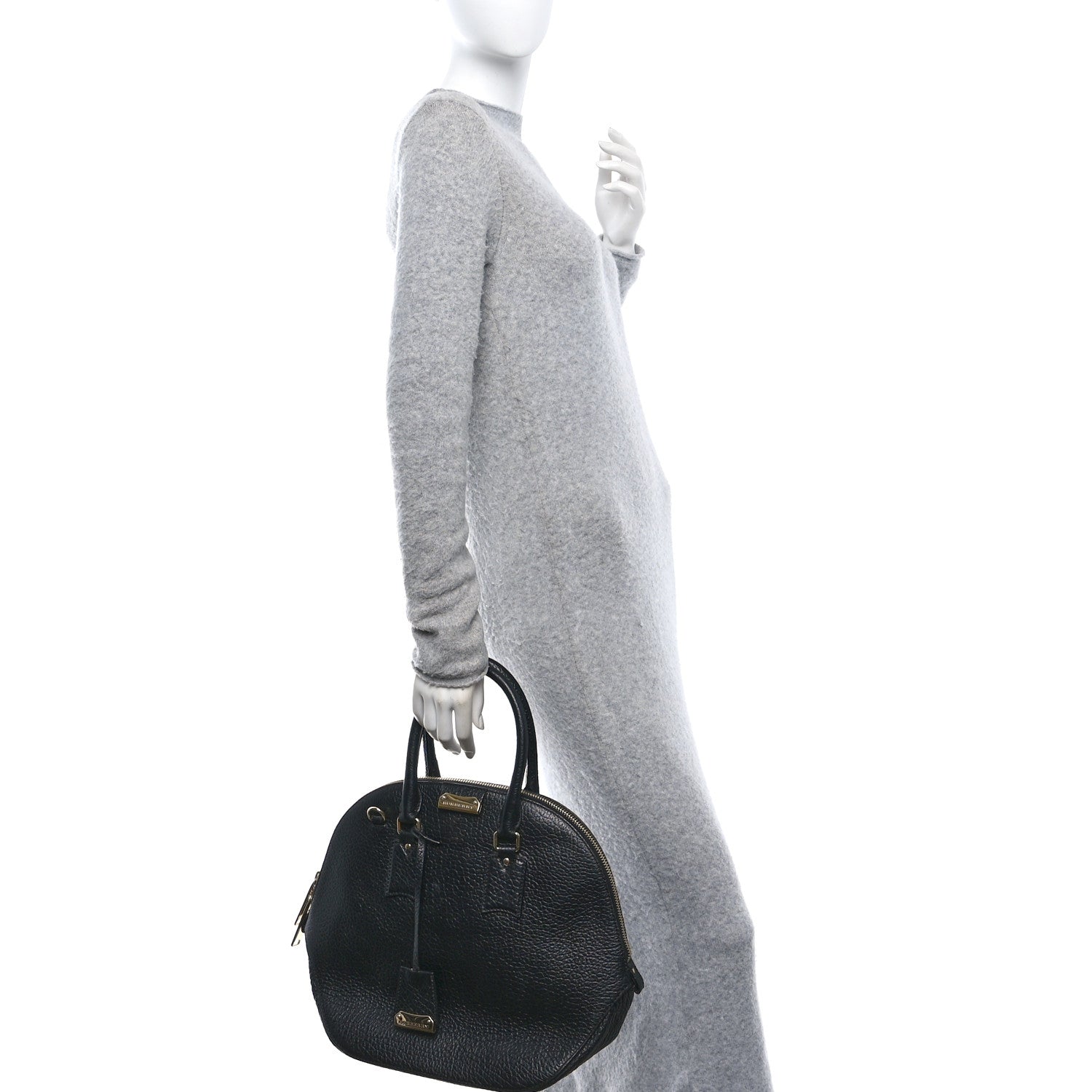 Burberry Heritage Grain Medium Orchard Bowling Bag Black 2 of 9