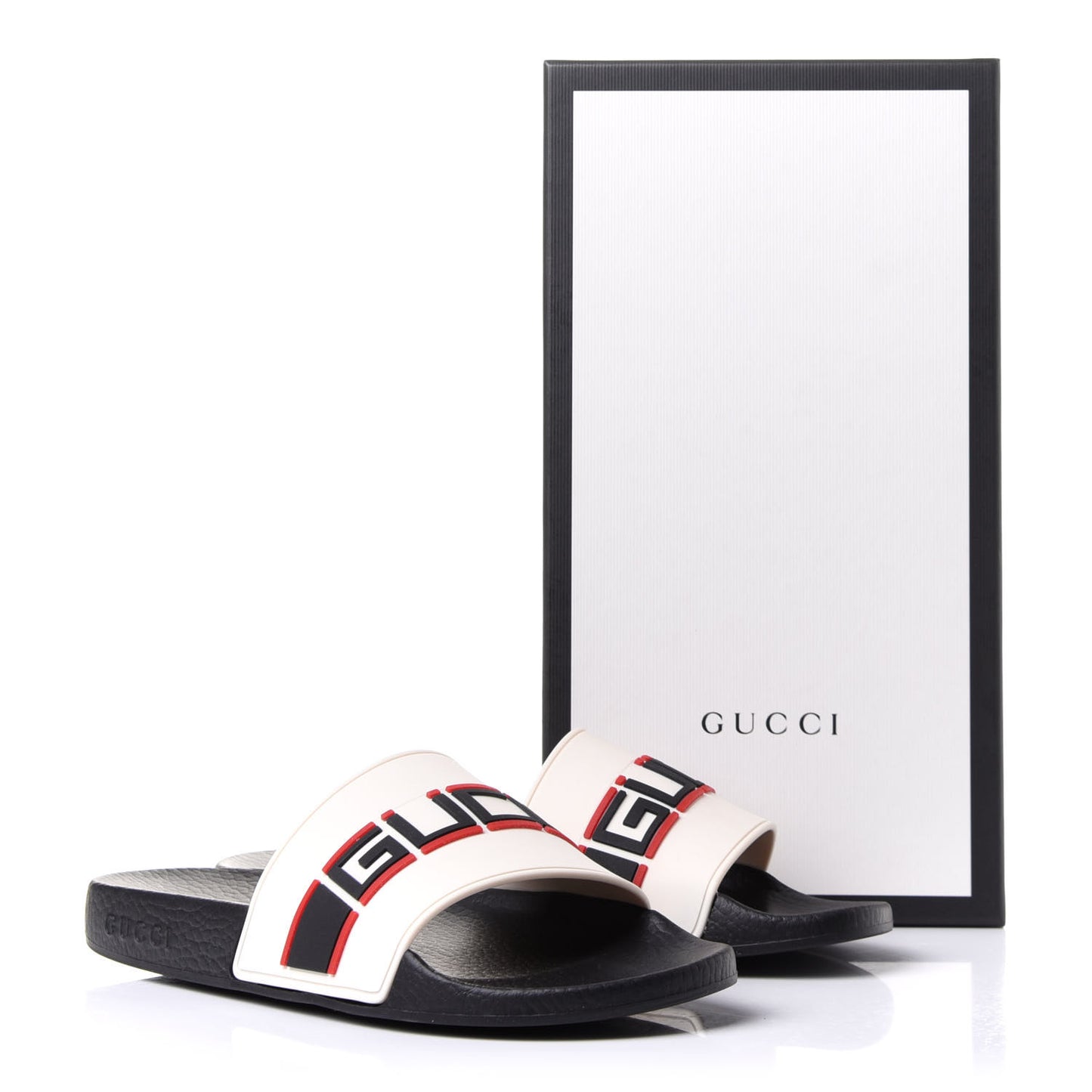 Rubber Stripe Womens Pool Slide Sandals 38 Ecru Poppy Black