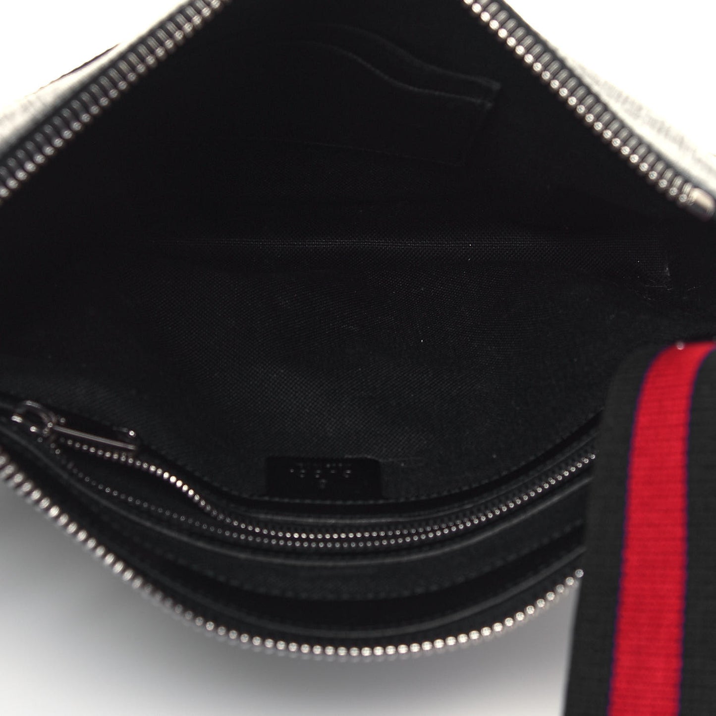 GG Supreme Monogram Appia Calfskin Web Flat Messenger Bag Black Grey
