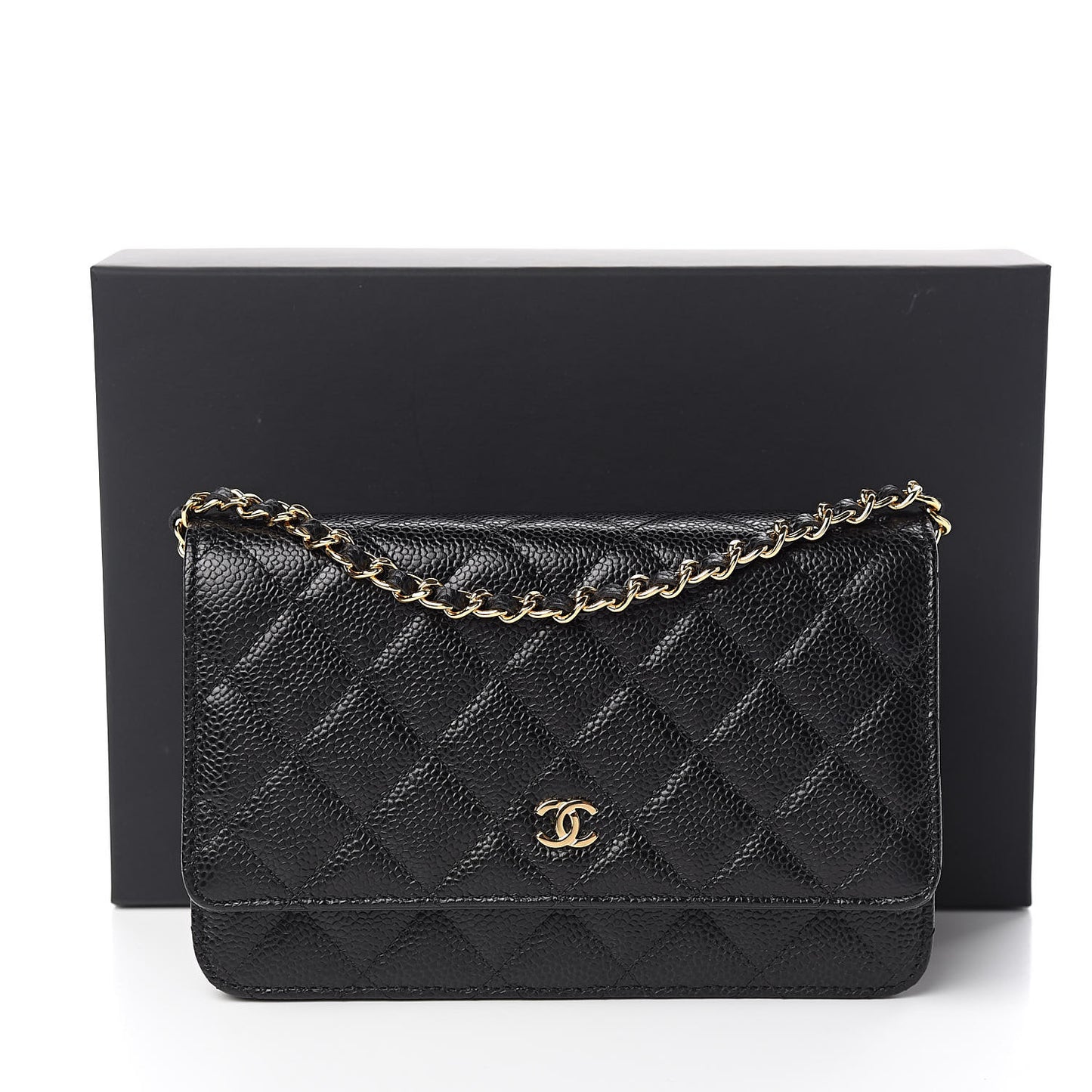 Caviar Quilted Wallet On Chain WOC Black