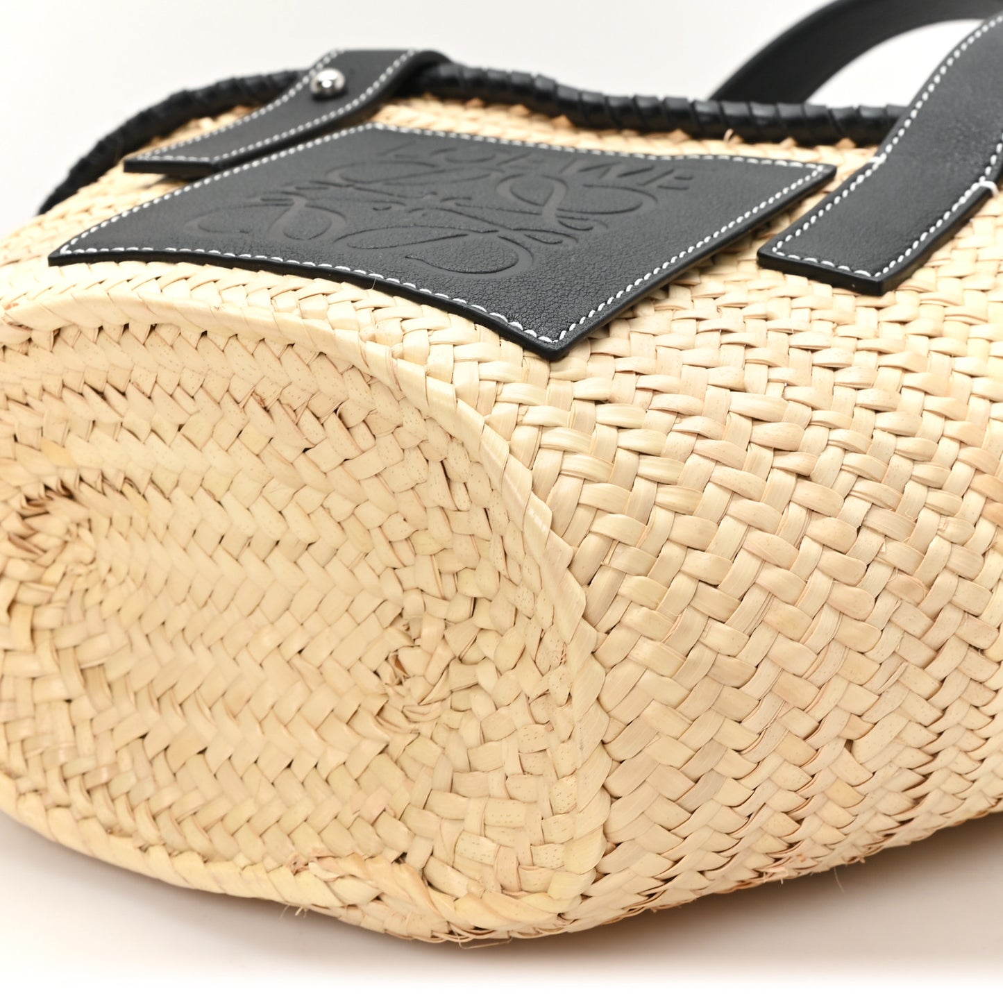 Raffia Small Basket Tote Bag Natural Black