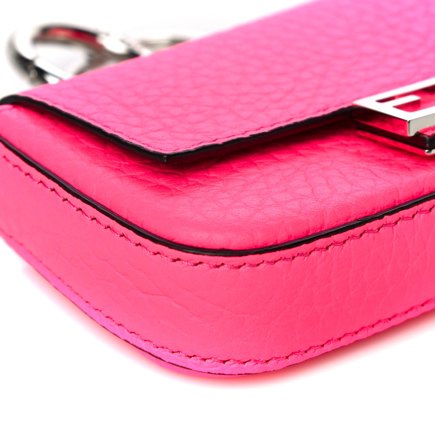 Fendi Cuoio Romano Micro Baguette Charm Rosa Fluo 7 of 9