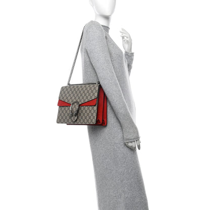 Gucci GG Supreme Monogram Suede Cudu Medium Dionysus Shoulder Bag Beige Ebony Vulcanic Red 2 of 10