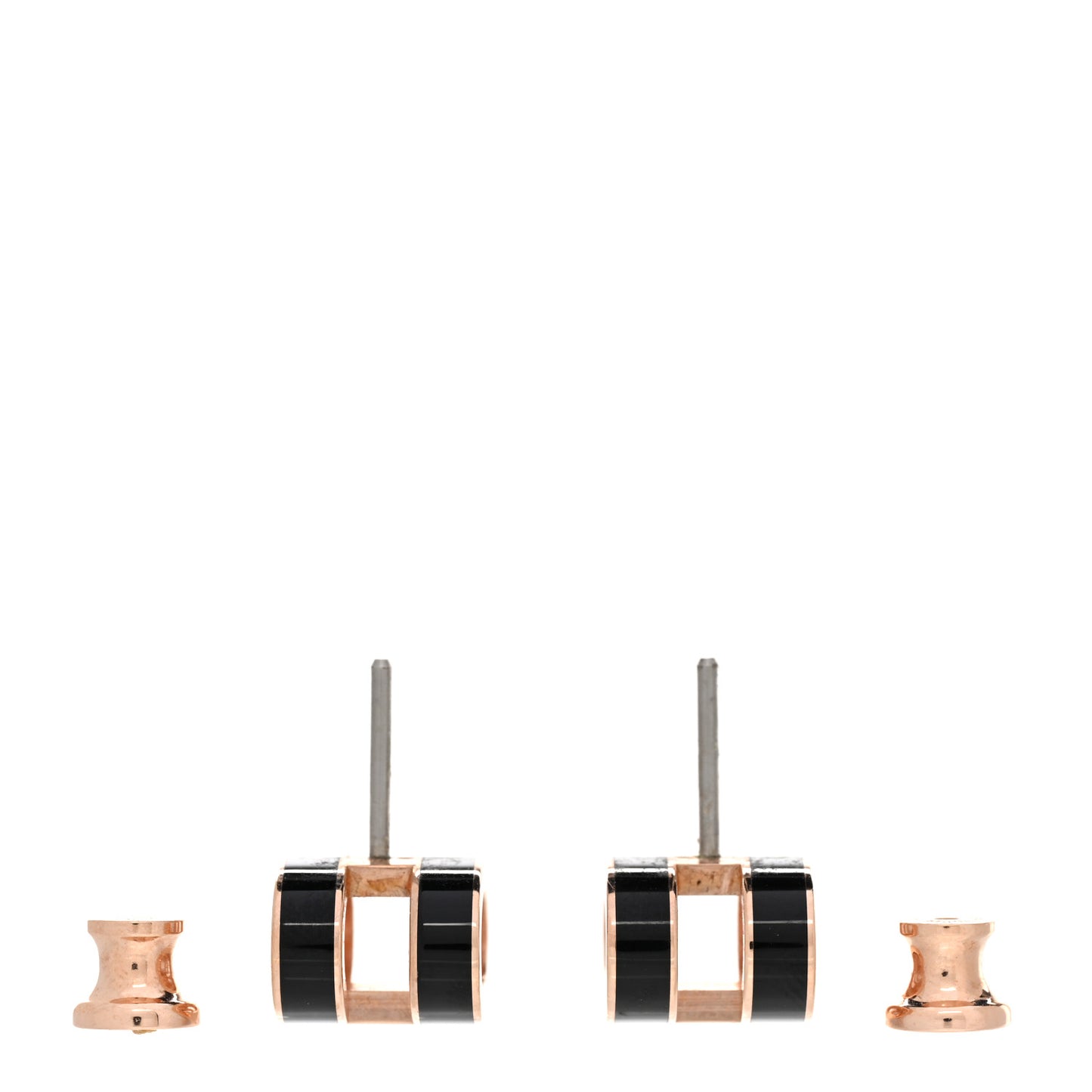 Rose Gold Lacquered Mini Pop H Earrings Black