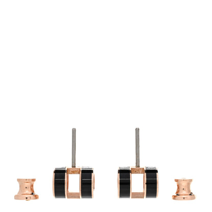 Hermes Rose Gold Lacquered Mini Pop H Earrings Black 3 of 8