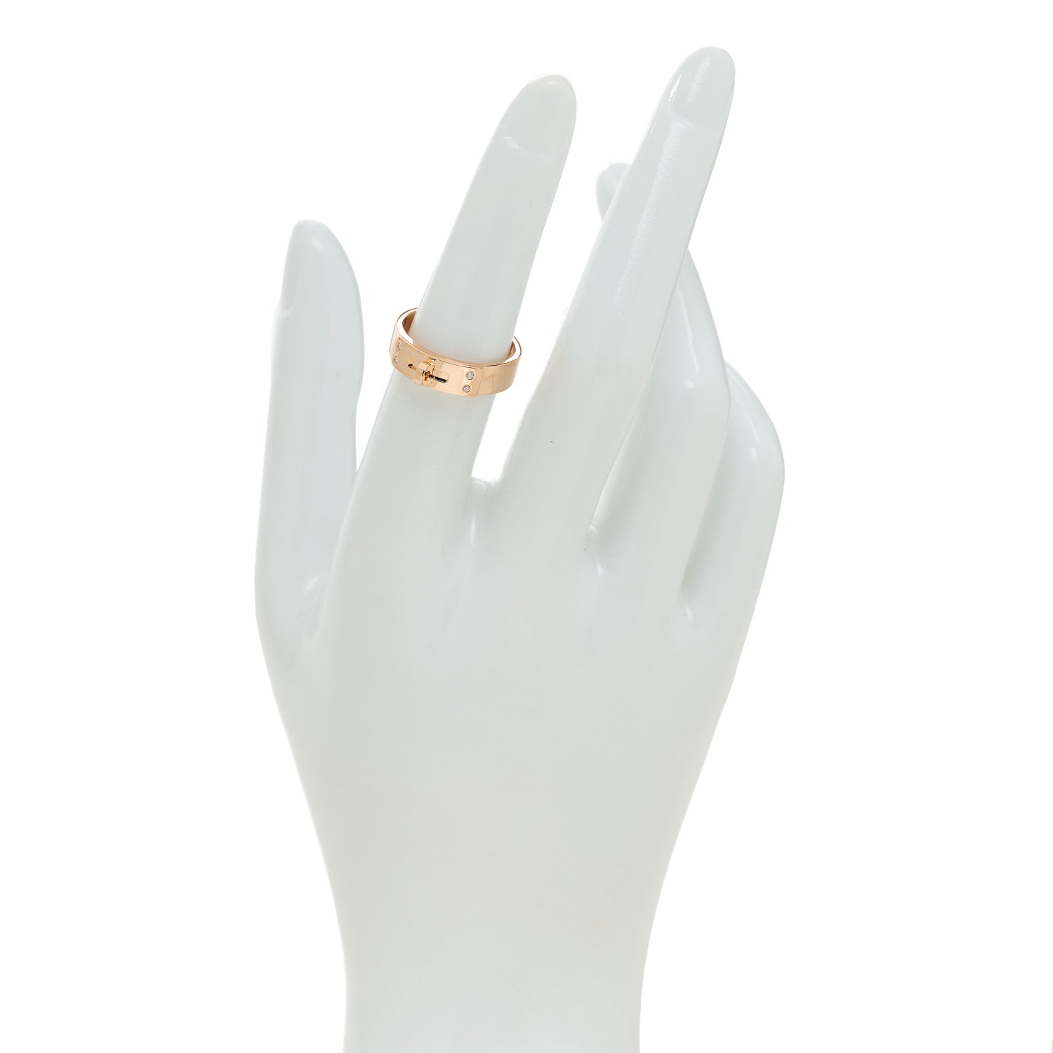 Hermes 18K Rose Gold Diamond PM Kelly Ring 52 6 2 of 6