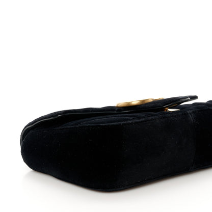 Gucci Velvet Matelasse Mini GG Marmont Shoulder Bag Black 10 of 11