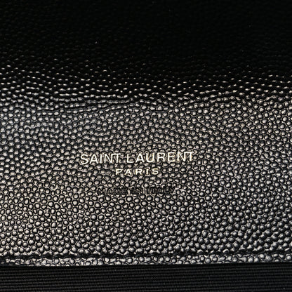 Saint Laurent Grain De Poudre Matelasse Chevron Monogram Envelope Clutch Black 6 of 7