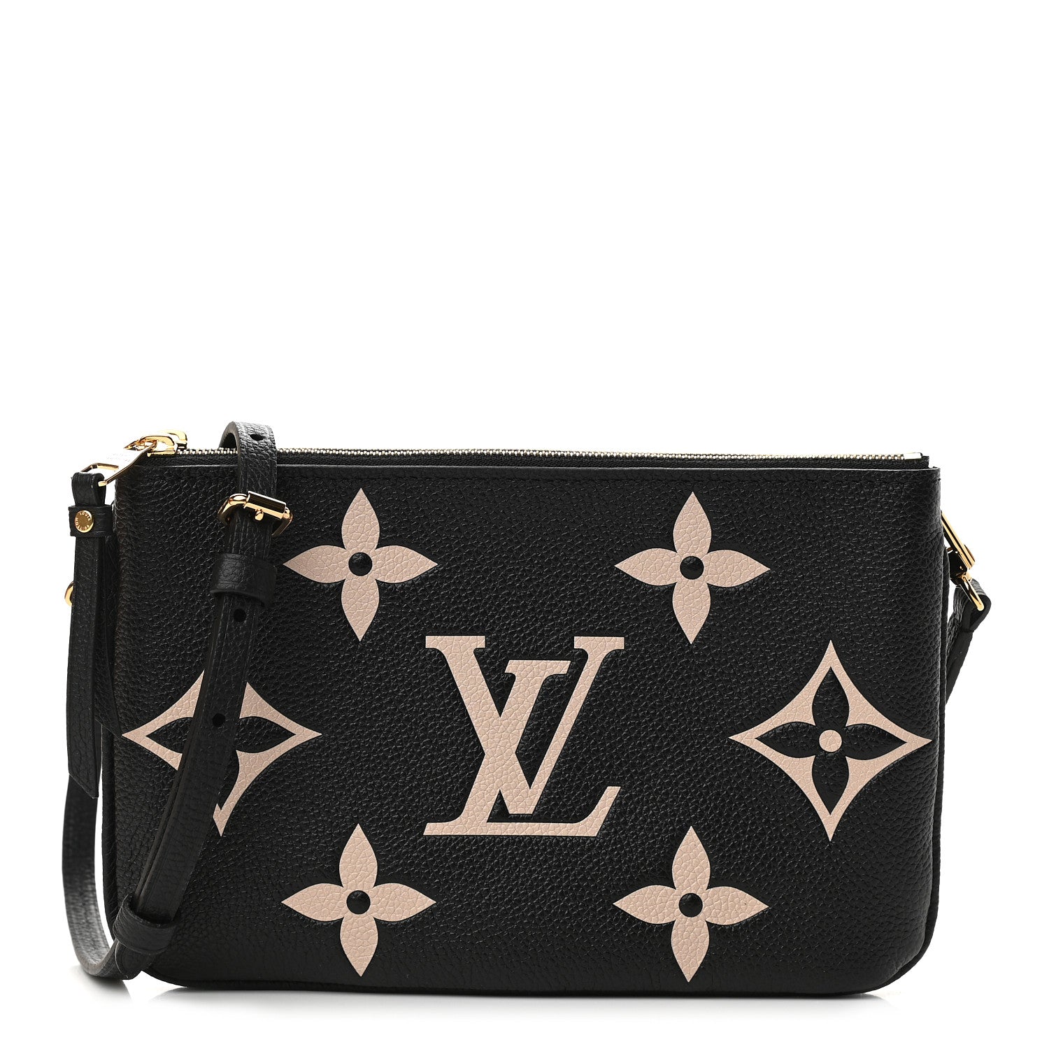 Louis Vuitton Empreinte Monogram Giant Double Zip Pochette Black Cream 1 of 8