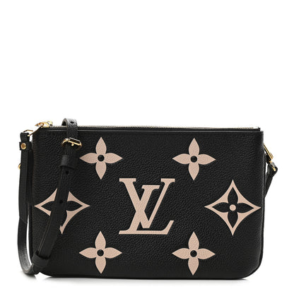 Louis Vuitton Empreinte Monogram Giant Double Zip Pochette Black Cream 1 of 8