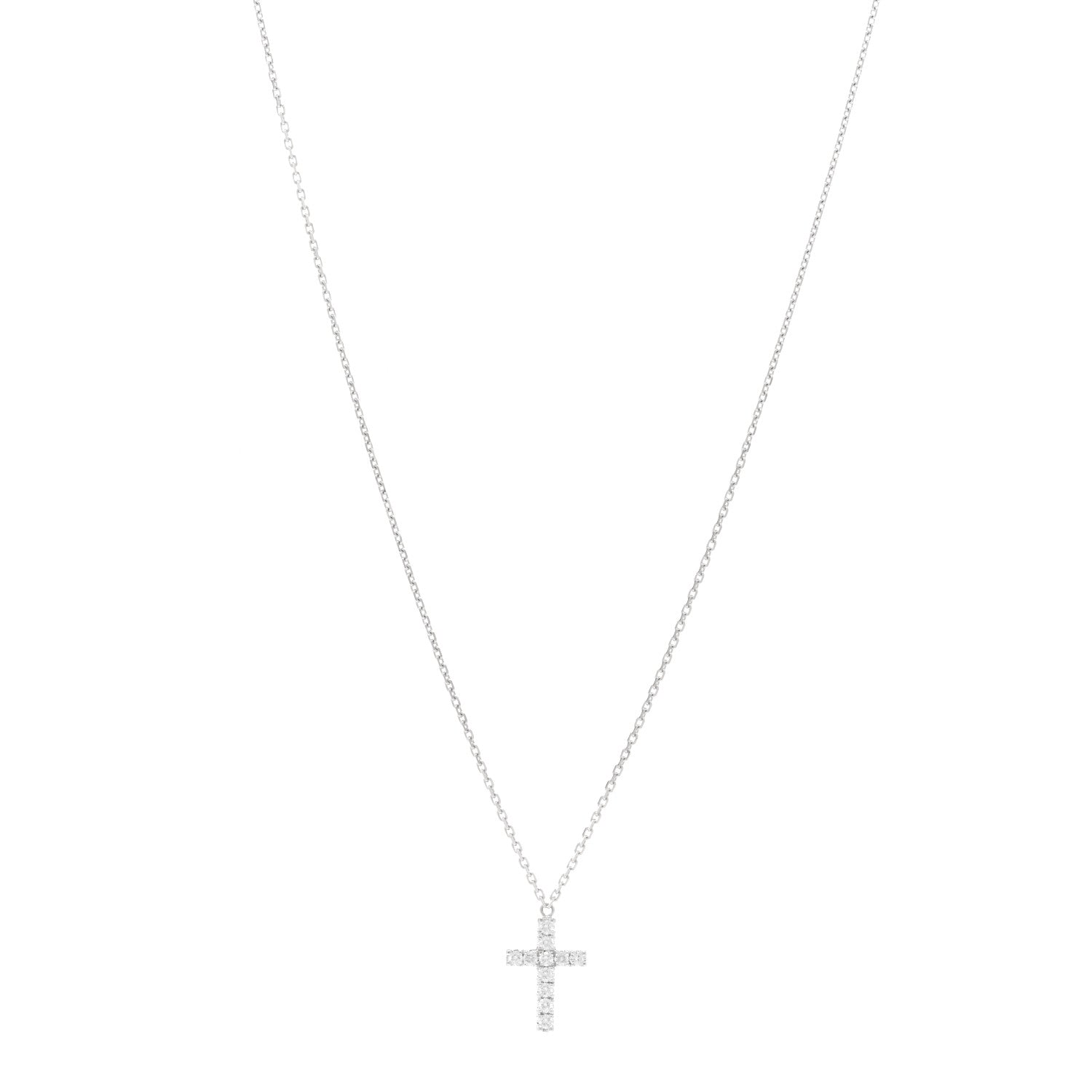 Cartier 18K White Gold Diamond Symbols Cross Pendant Necklace 1 of 5
