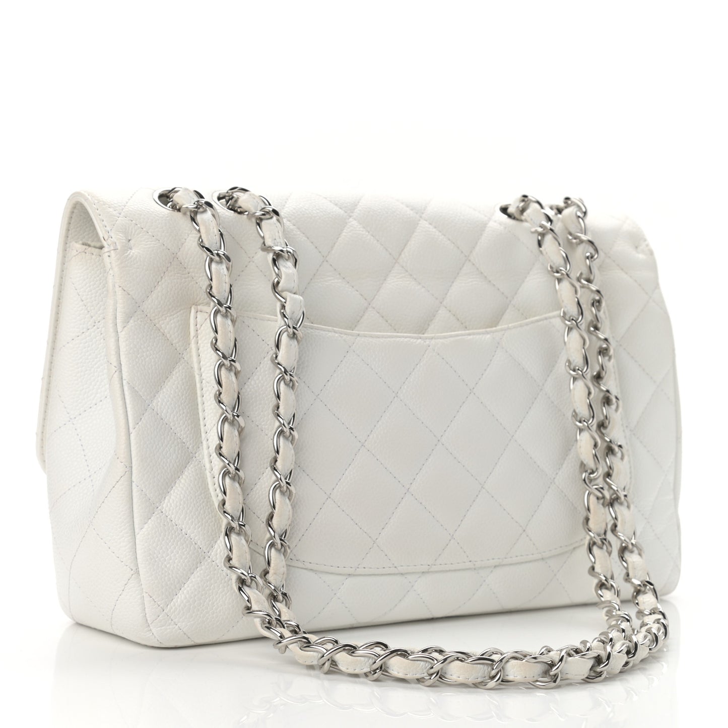 Caviar Quilted Jumbo Single Flap White