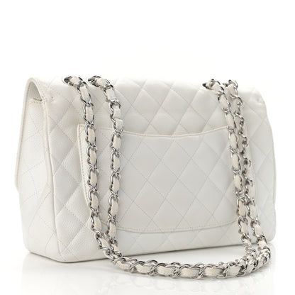 Chanel Caviar Quilted Jumbo Single Flap White 3 of 11