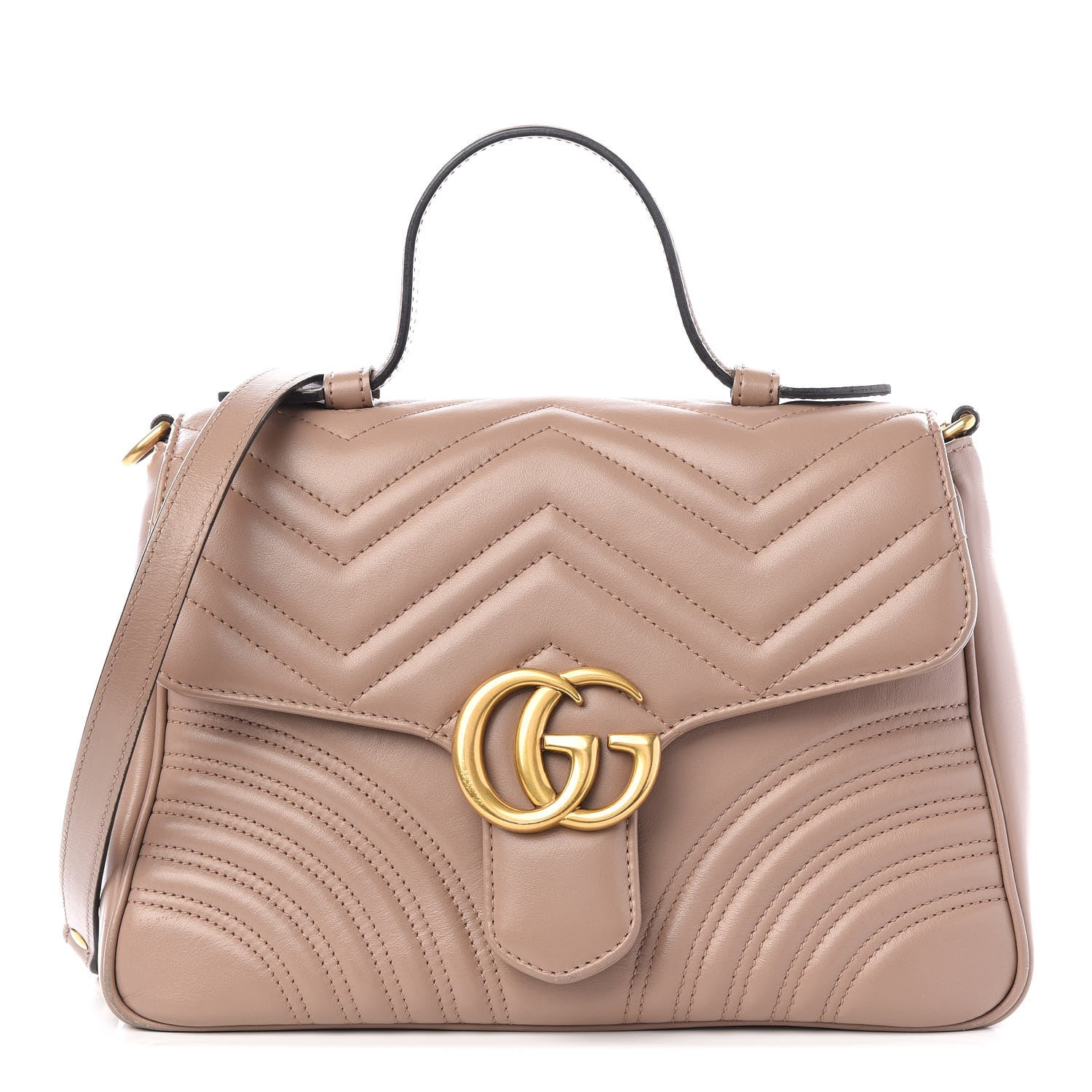 Gucci Calfskin Matelasse Small GG Marmont Top Handle Shoulder Bag Porcelain Rose 1 of 11
