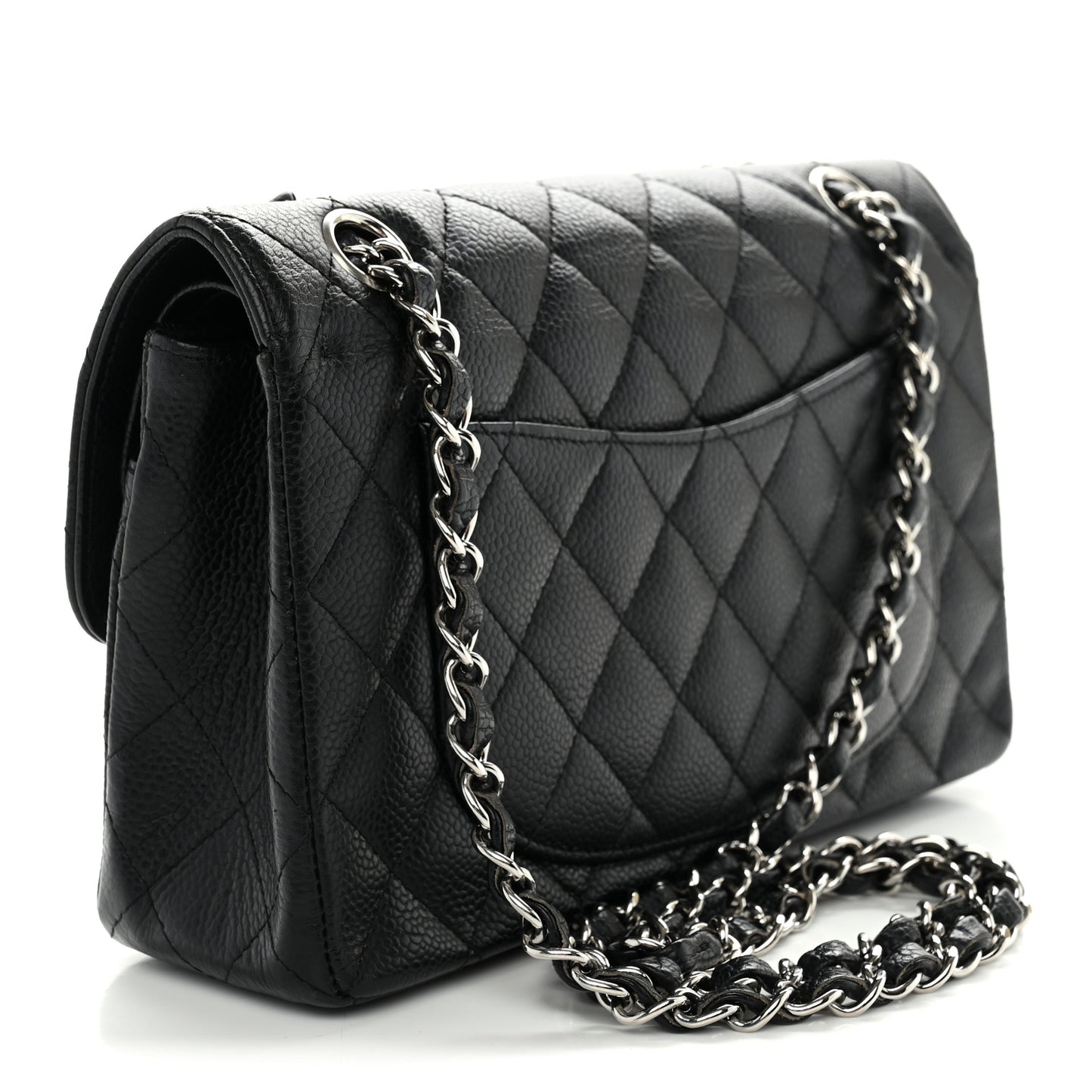 Caviar Quilted Small Double Flap Black