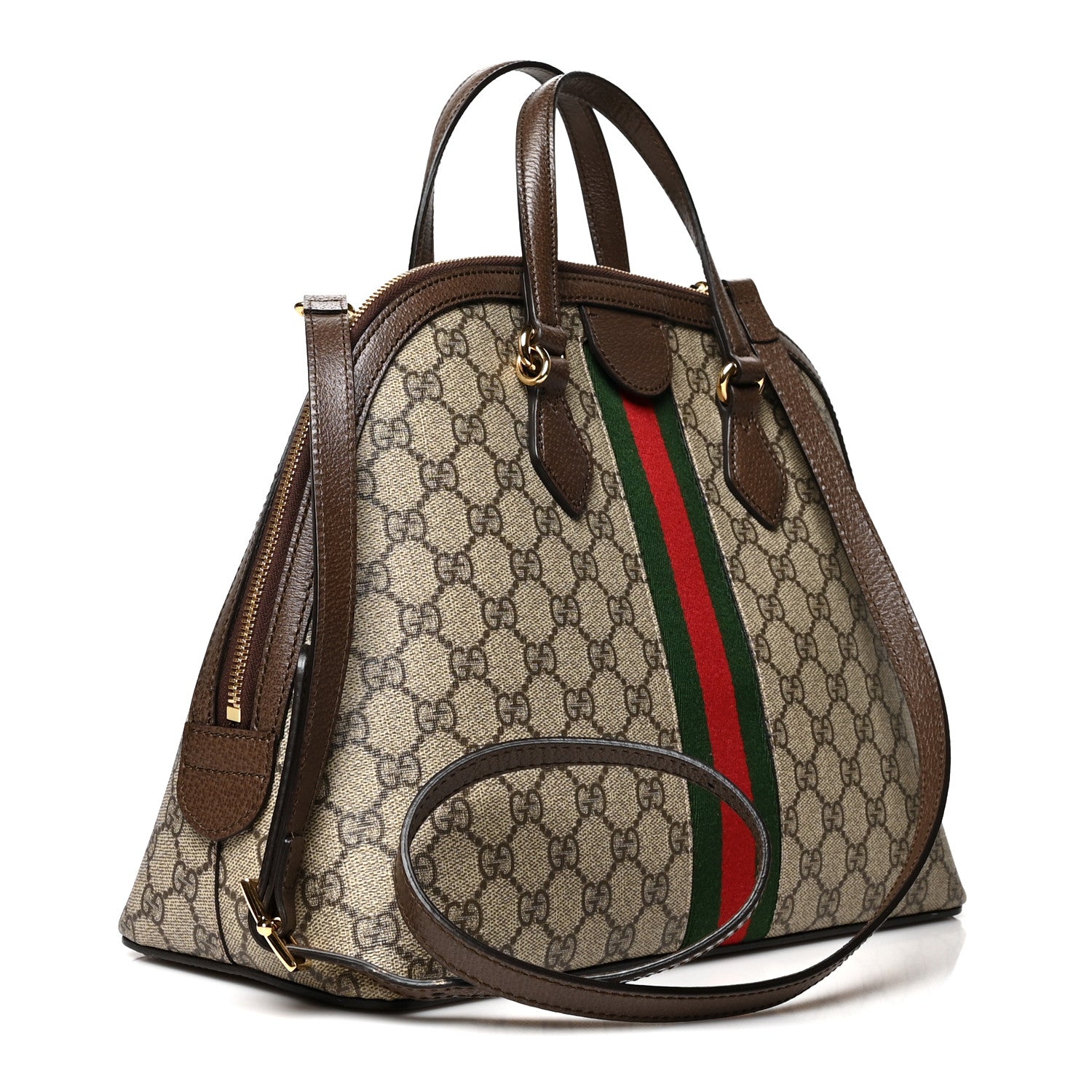 Gucci GG Supreme Monogram Web Medium Ophidia Top Handle Dome Bag Brown 3 of 11