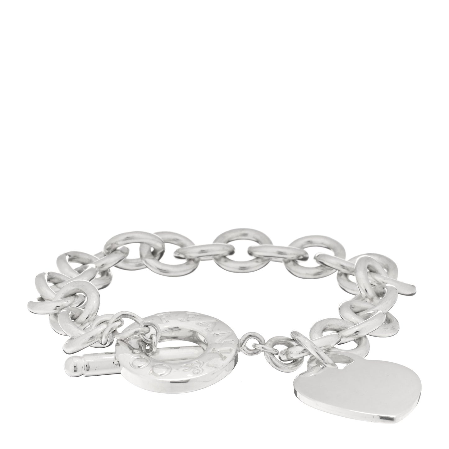 Sterling Silver Heart Tag Toggle Bracelet