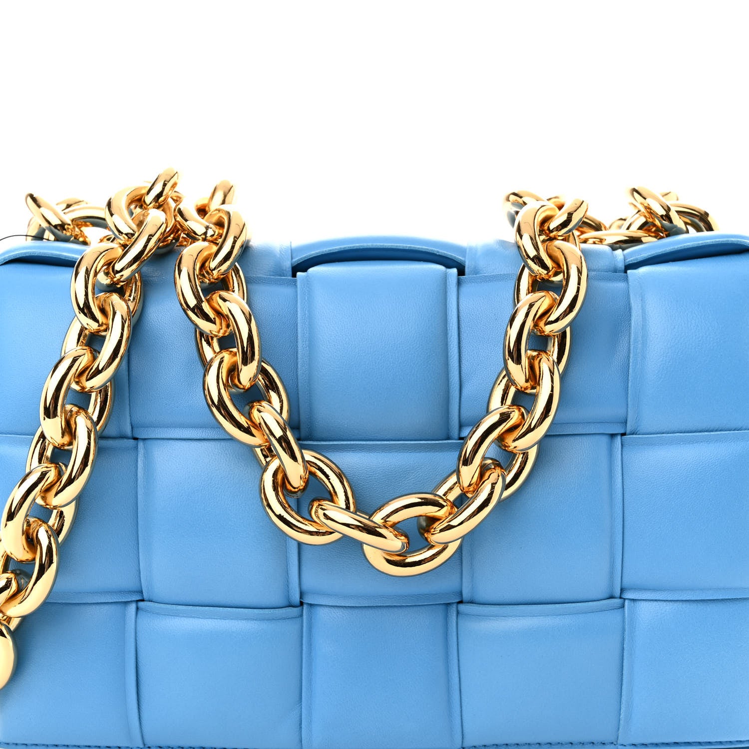 Bottega Veneta Lambskin Maxi Intrecciato Padded Chain Cassette Crossbody Bag Swimming Pool 7 of 11