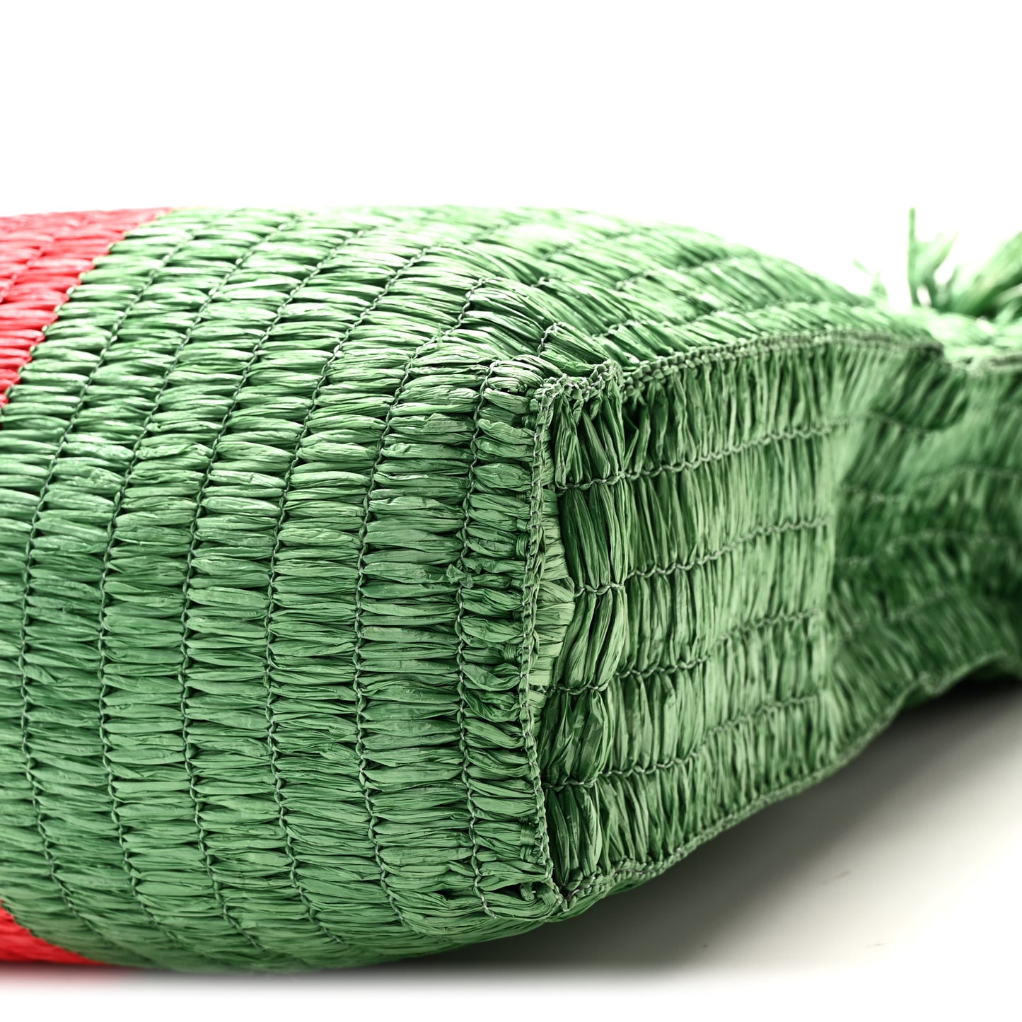 Raffia Linen Web Cestino Tote Bag Red Green