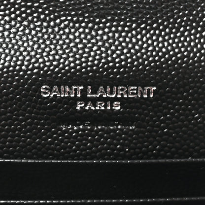 Saint Laurent Grain De Poudre Matelasse Chevron Small Monogram Envelope Wallet Black 6 of 7