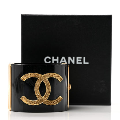 Chanel Resin CC Cuff Bracelet Black Gold 7 of 7