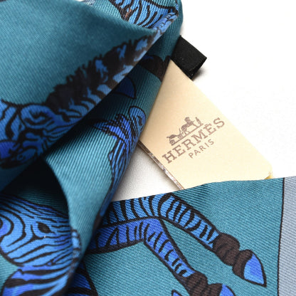 Hermes Silk Les Zebres Twilly Canard Noir Bleu Roy 4 of 5