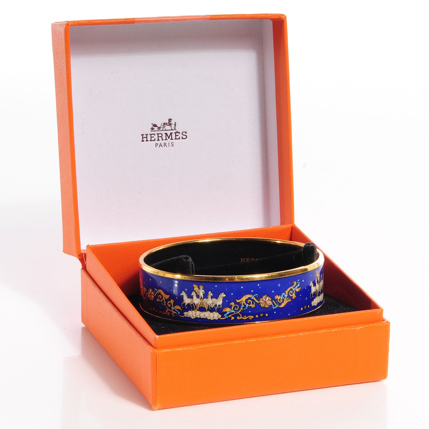 Hermes Enamel Printed Celestial Mythology Wide Bracelet 70 Bleu 6 of 6