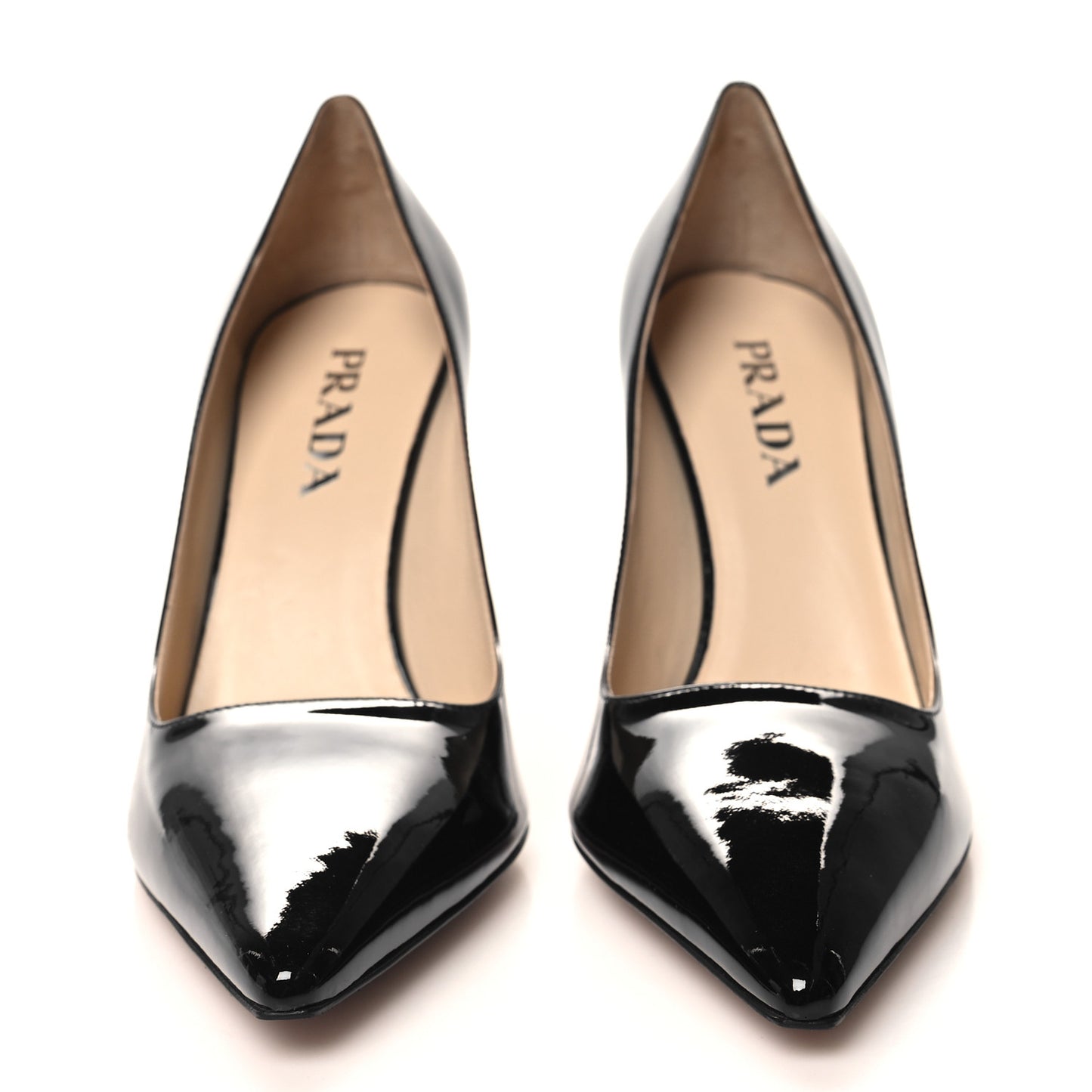Patent Metal Logo Pointed Toe Pumps 39.5 Black