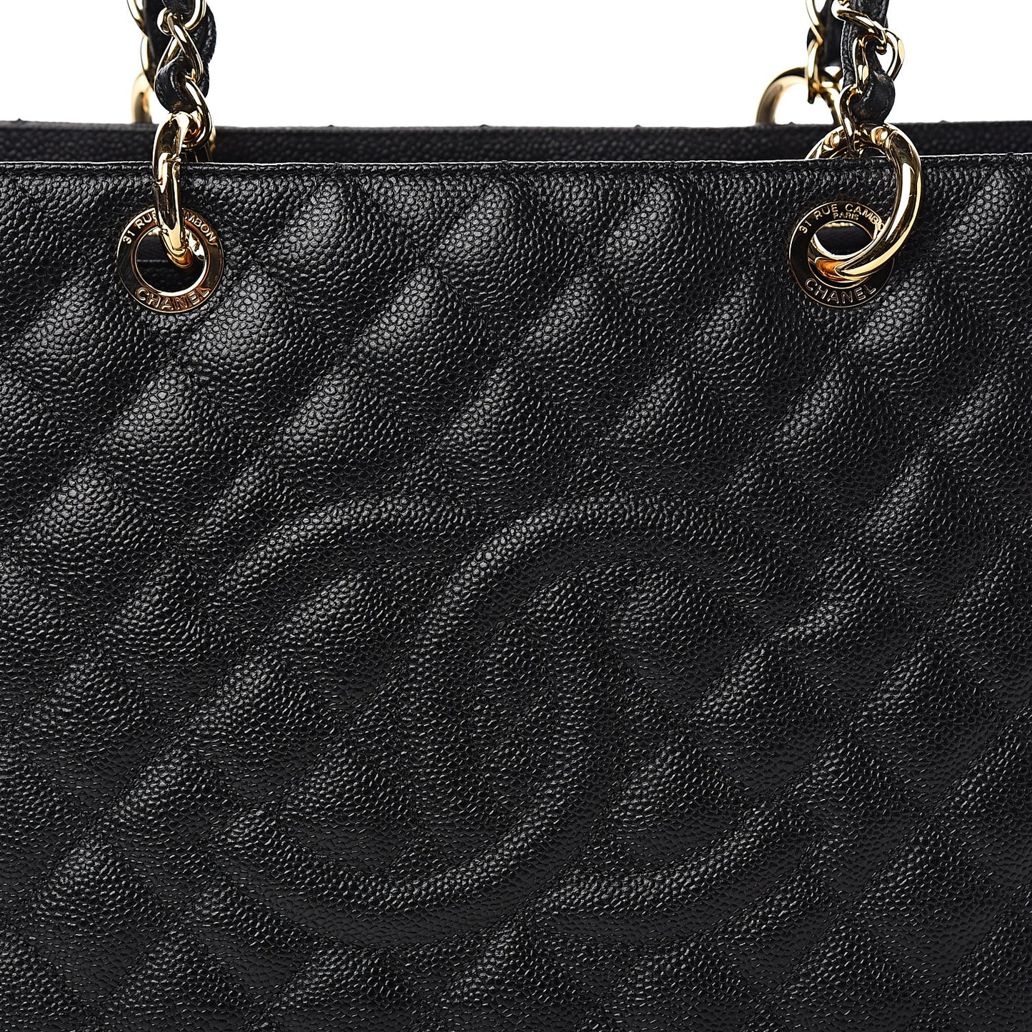 Caviar Quilted Grand Shopping Tote GST Black