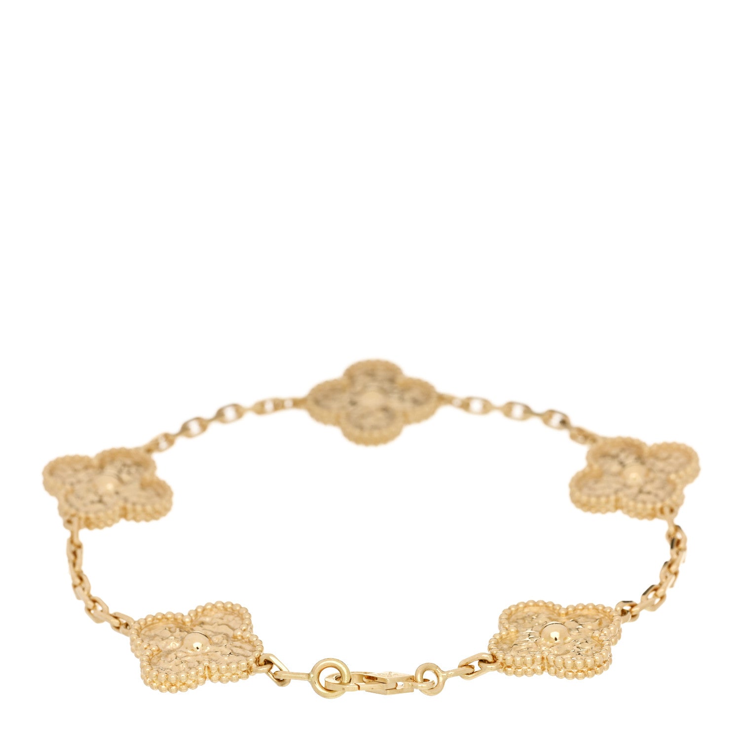 Van Cleef & Arpels 18K Yellow Gold 5 Motifs Vintage Alhambra Bracelet 2 of 4