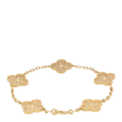 Van Cleef & Arpels 18K Yellow Gold 5 Motifs Vintage Alhambra Bracelet 2 of 4
