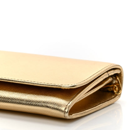 Prada Metallic Saffiano Metal Chain Wallet Platino 9 of 9