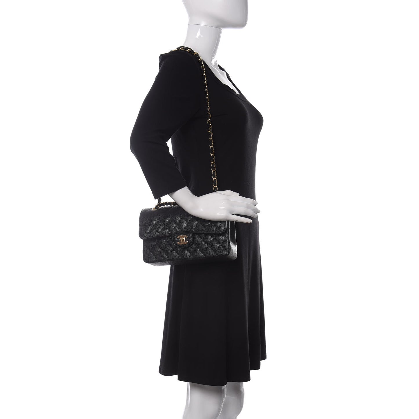 Caviar Quilted Small Double Flap Black