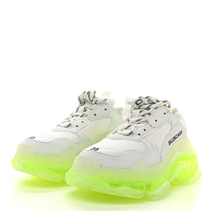 Balenciaga Fabric Mesh Clear Sole Fluo Womens Triple S Sneakers 35 White Fluo Yellow 3 of 10