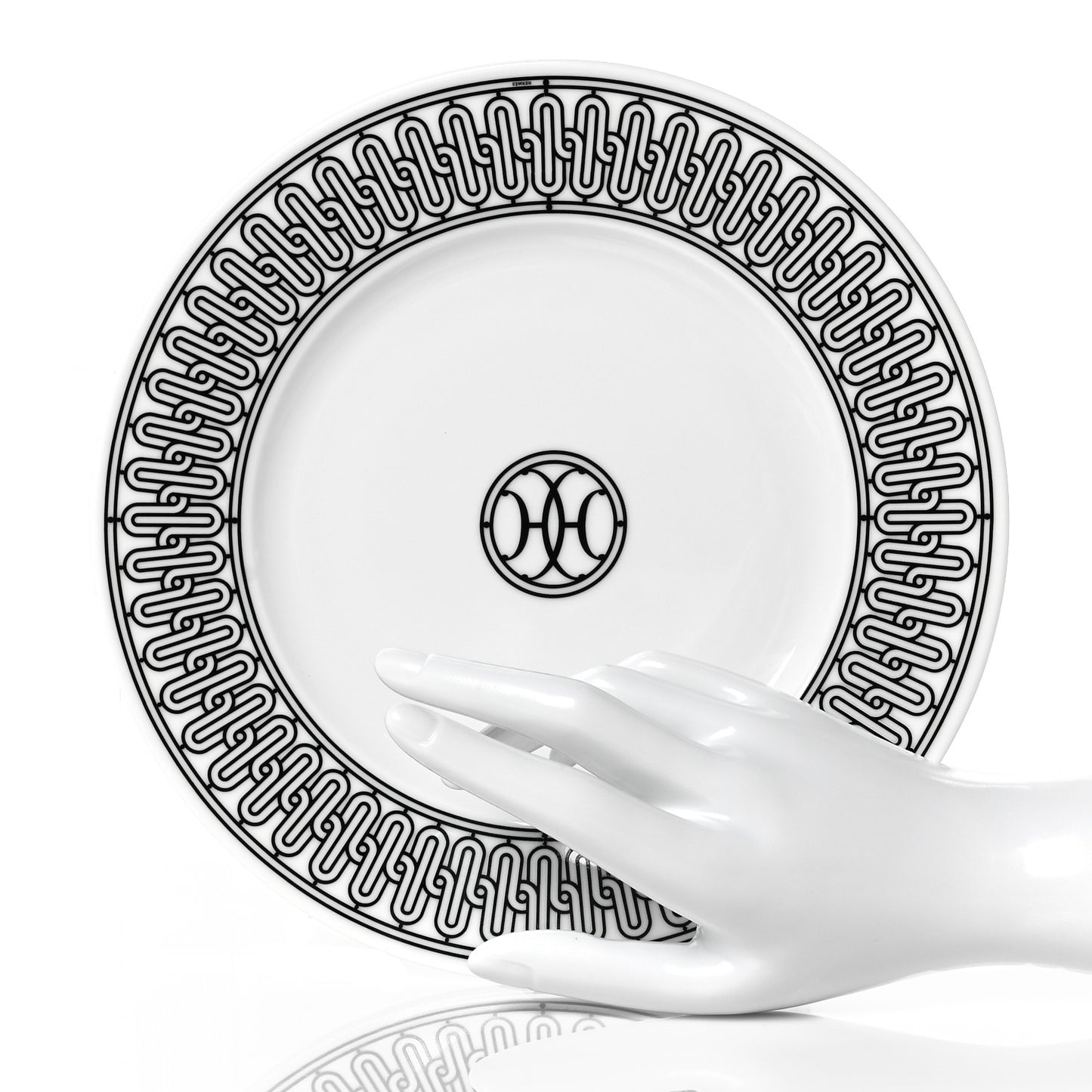 Porcelain H Deco Dessert Plates Set of 2 Black White