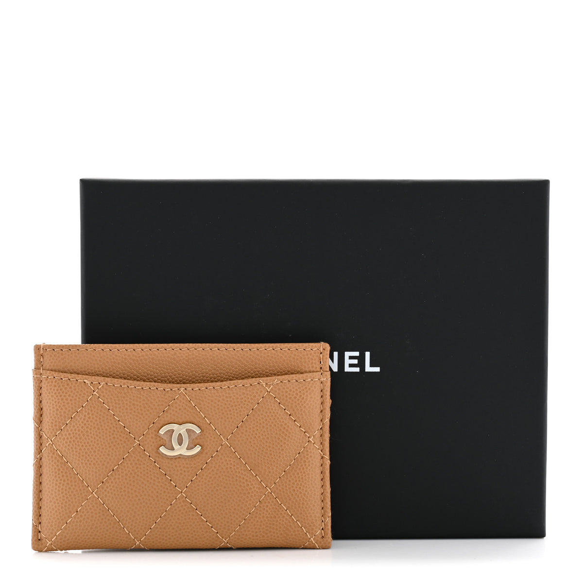 Chanel Caviar Quilted Card Holder Beige 8 of 8