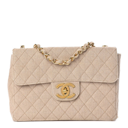Chanel Toile Jumbo Single Flap Beige 1 of 13
