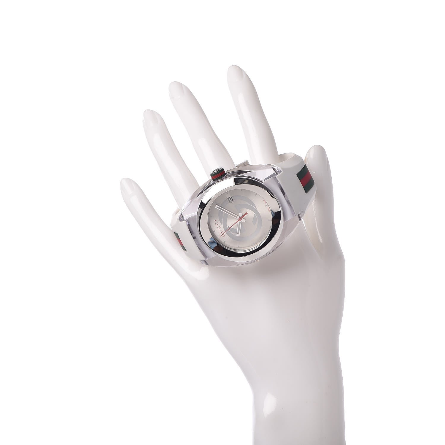 Gucci Stainless Steel Rubber 46mm Sync Web Quartz Watch White 2 of 7