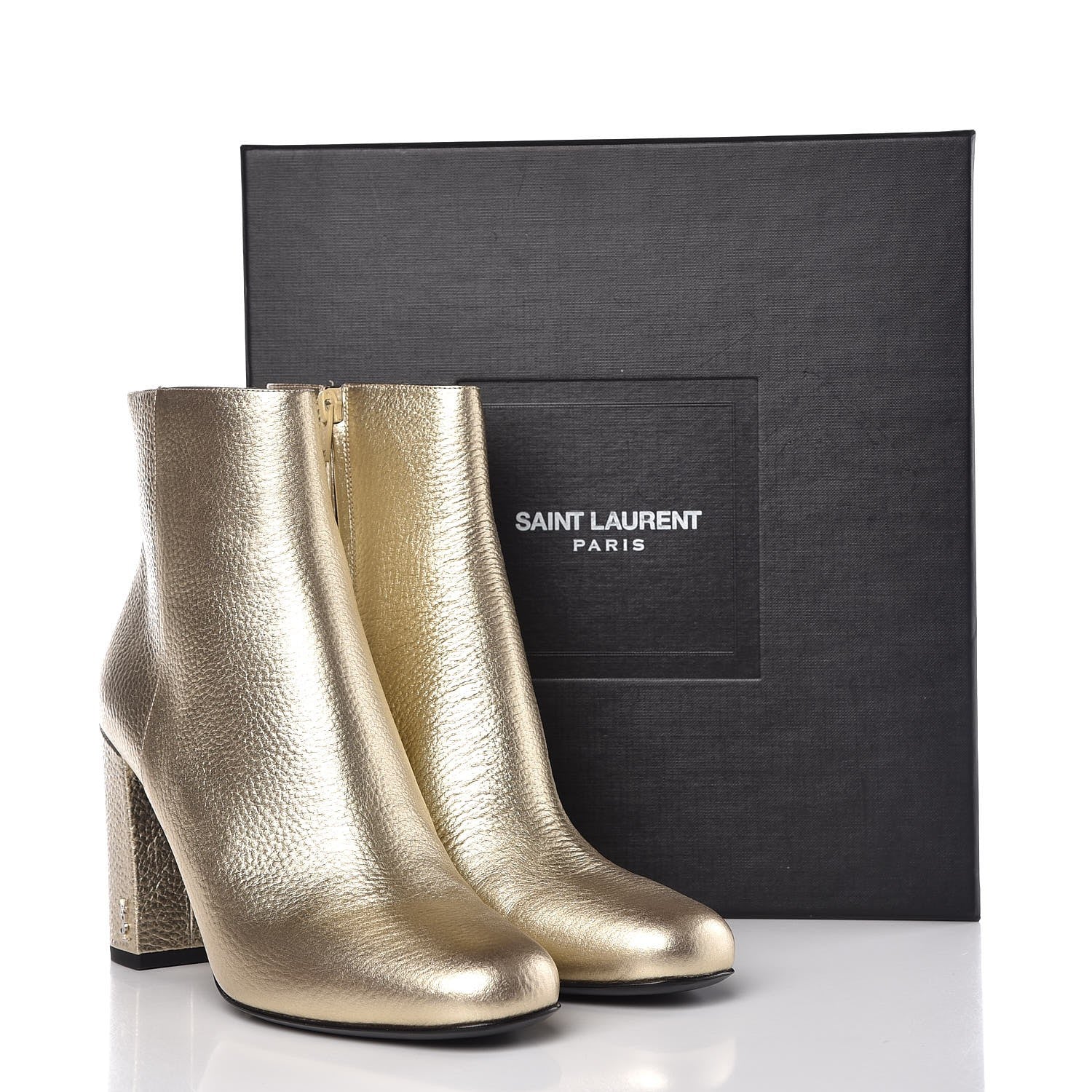 Saint Laurent Metallic Calfskin Santa Venere Babies 90 Ankle Boots 40 Platino 10 of 10