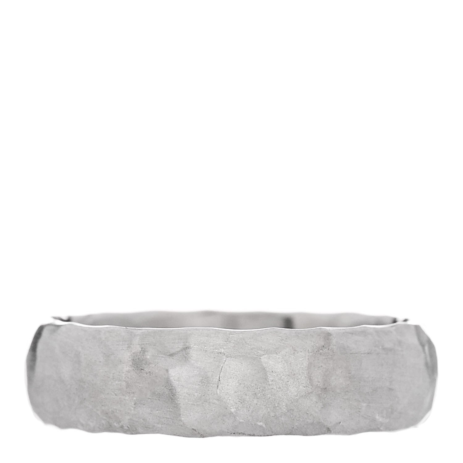 Tiffany 18K White Gold 6mm Mens Hammered Ring 62 10 3 of 6