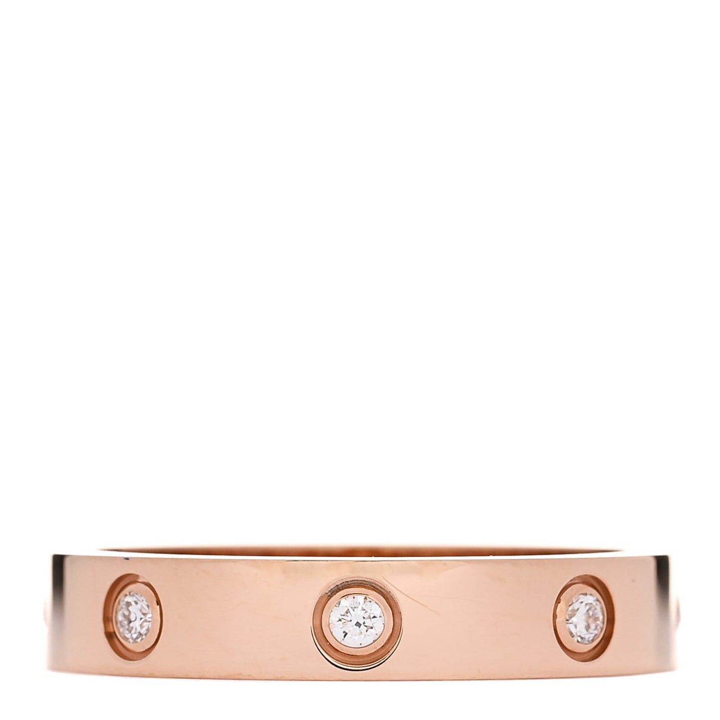 18K Pink Gold 8 Diamond 4mm LOVE Wedding Band Ring 58 8.5