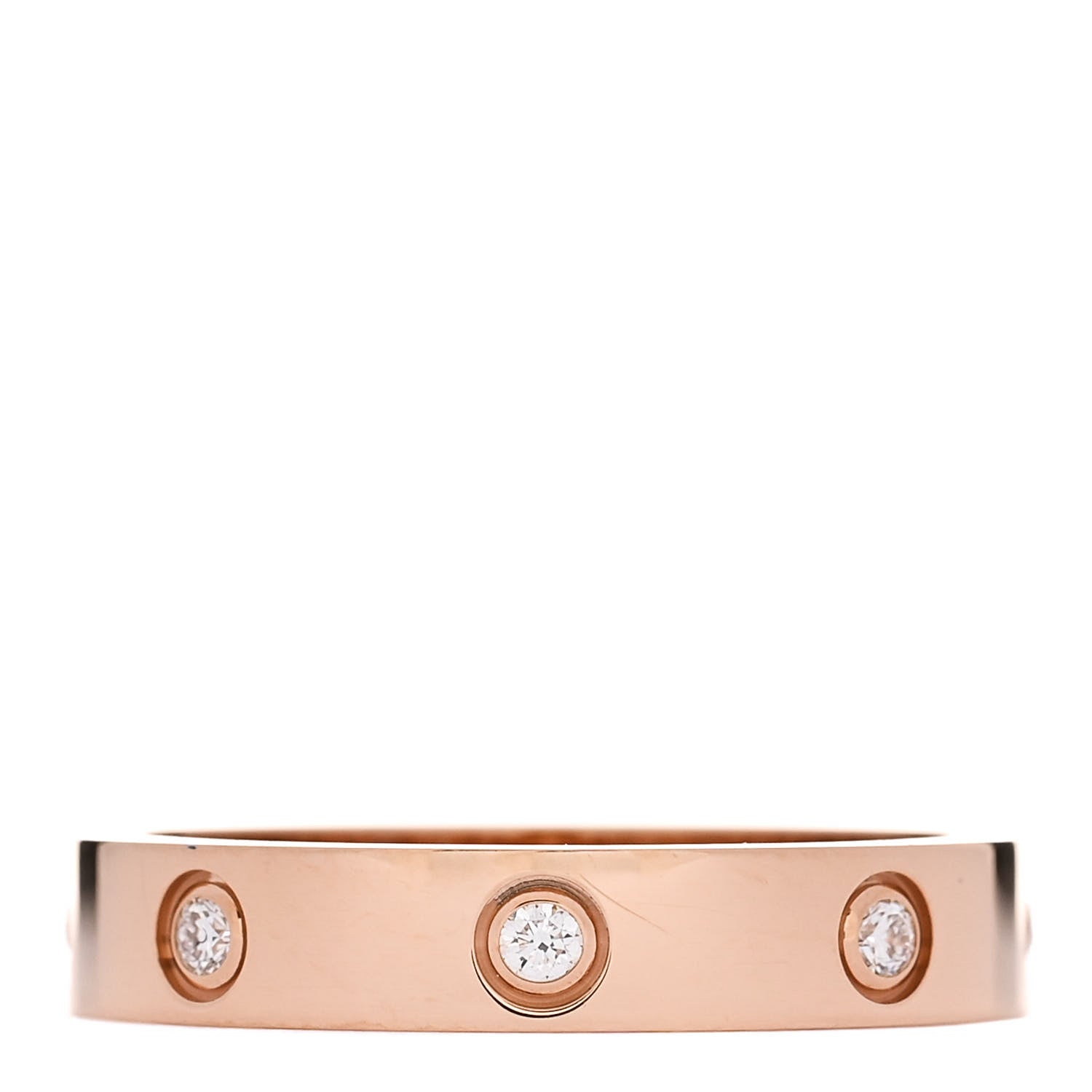 Cartier 18K Pink Gold 8 Diamond 4mm LOVE Wedding Band Ring 58 8.5 1 of 5