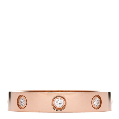 Cartier 18K Pink Gold 8 Diamond 4mm LOVE Wedding Band Ring 58 8.5 1 of 5