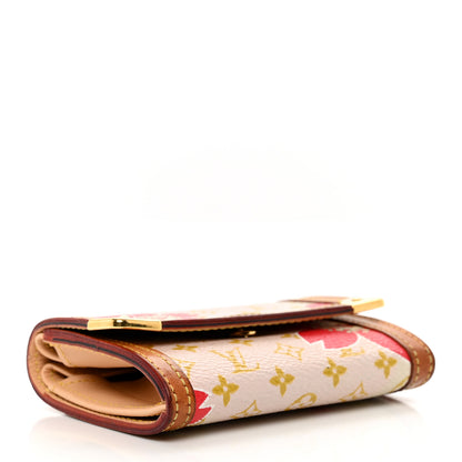 Louis Vuitton Monogram Cherry Blossom Porte-Monnaie Plat Coin Purse Red 4 of 8