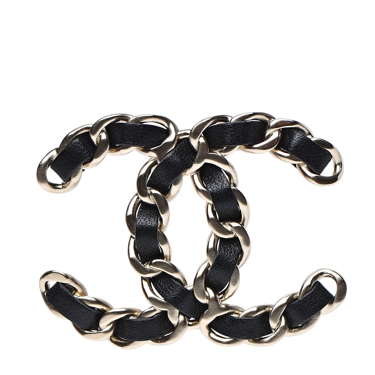 Chanel Lambskin Chain CC Brooch Black Gold 1 of 5